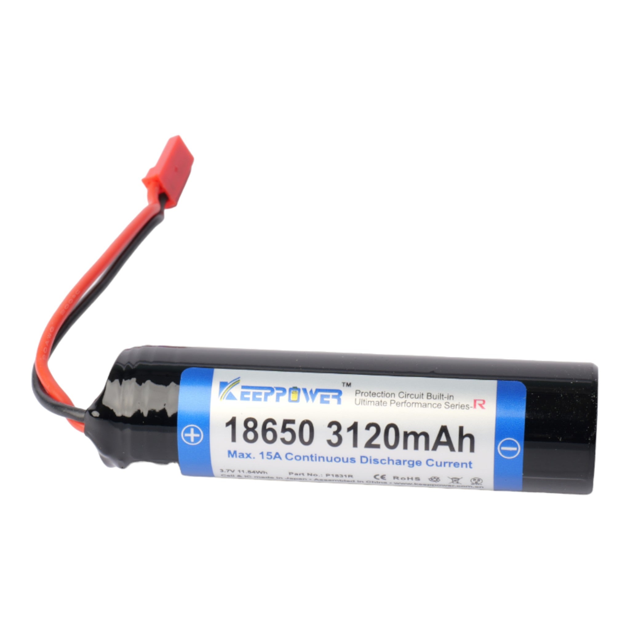 Keeppower 18650 3120Mah 15amp High Drain Battery (With JST Connector)